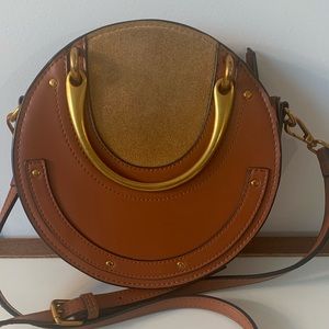 Round Brown Crossbody Purse